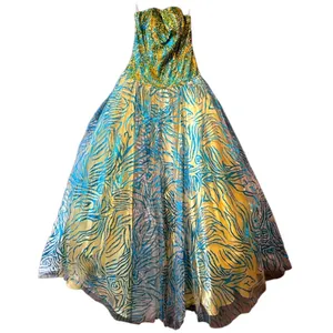 NWT Studio 17 House of Wu Lime Turquoise Gold Strapless Gown 8 thumbnail 3