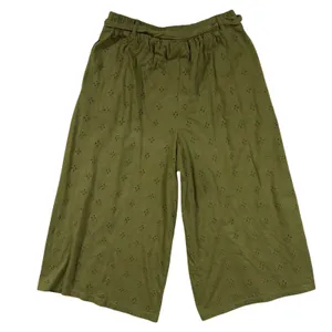 ASOS 12 Khaki Green Broderie Anglaise Wide Leg Crop Belted Pants Bohemian Beach‎ thumbnail 5