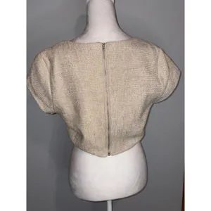Le Lis Collection‎ Beige Tweed Bustier Crop Top Short Sleeve NWT Large thumbnail 4