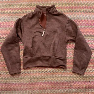 ATHLETA MARLED BURNT ORANGE FLEECE LINED QUARTER ZIP  PULLOVER thumbnail 1