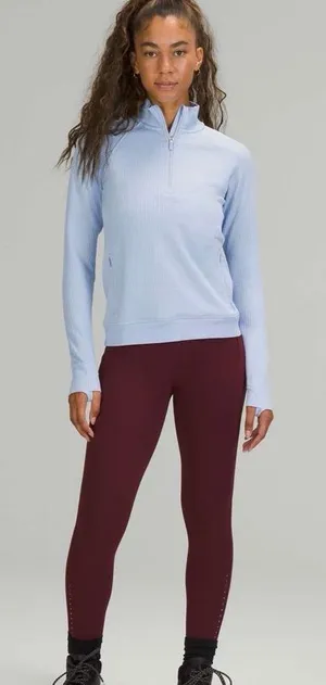 Lululemon Engineered Warmth Half Zip Blue Linen Merino Wool Women’s Size 12 thumbnail 1