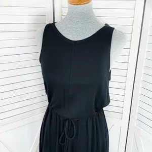 The Limited Signature Drawstring Waist Midi Sundress‎ Black Medium Knit thumbnail 6