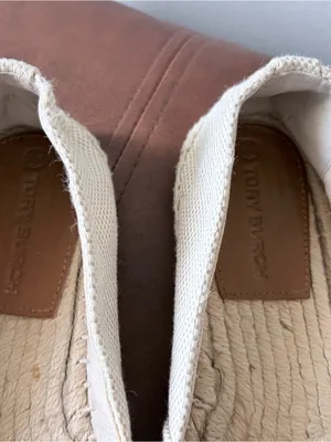 Tory Burch Cream Canvas Espadrille with Tan Leather Toe thumbnail 3