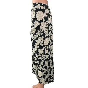 Zara Women's Black White Floral PaisleyRuched High Waisted Maxi Slip Skirt S thumbnail 3