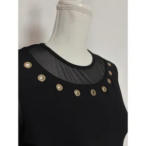 Anatomie Kim Black Mesh Grommet Long Sleeve Stretch Top Small Goth thumbnail 3