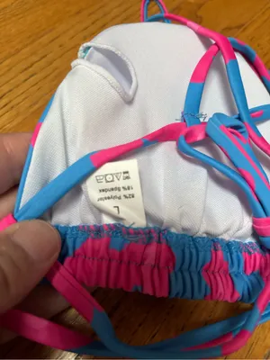 NWOT Bright Blue and Pink Floral Two-Piece String Bikini thumbnail 5