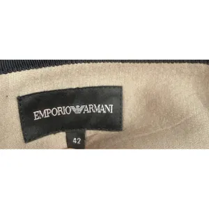 Emporio Armani Beige A-Line Skirt Black Contrast Piping Paneled Sz 42/US 6 thumbnail 6