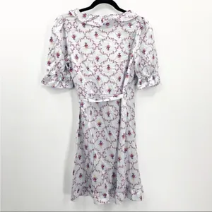 Hill House Nima Dress in Cabernet Trellis Floral Silk Extra Small thumbnail 7