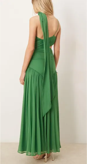 ASOS design halter neck green maxi dress  thumbnail 2