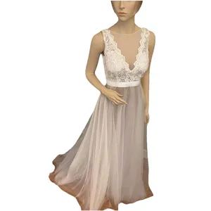 Hebeos wedding dress white lace‎ and tool over champagne sz 2 thumbnail 5