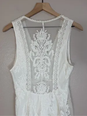 Vintage Free People Reign Over Me Lace Skater Mini Dress White size 8 $128 thumbnail 9
