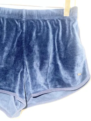 Hollister Navy Velvet Women's Lounge Mini Pull On Shorts thumbnail 3