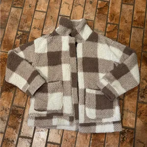Sherpa Zip Up Jacket Brown Size M thumbnail 1