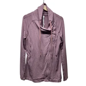 Lululemon Women Coast Easy Wrap Jacket Sz‎ 8 French Terry Heathered Misty Merlot thumbnail 3