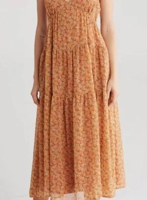 Madewell Georgette Ruffle-Sleeve Tiered Midi Dress In Daisy Meadow Size 8 thumbnail 2