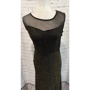 Candalite black and gold metallic sleeveless maxi formal dress Size Medium thumbnail 2