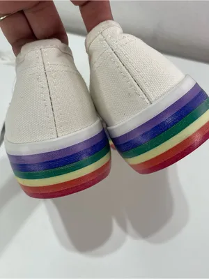 Rainbow Lace Up Sneakers Pride New York & Company Shoes Skater Casual Women 8 thumbnail 4