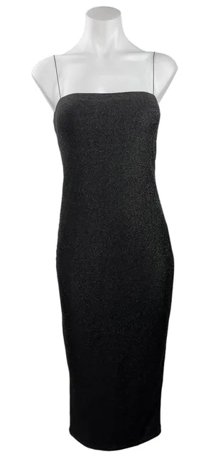 Meshki Black Glitter Metallic Square Neck Camisole Sleeveless Maxi Dress Sz XL thumbnail 1
