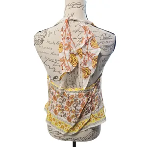 J. Crew NWT Open-back halter top in sunset rose block print Floral White‎ Size S thumbnail 6