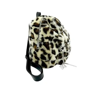 Gilda Paris Leopard Print Faux Fur Mini Backpack One Size Beige Brown NWT thumbnail 2