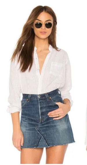 Rails Charli Shirt Size XS Oahu Stripe Metallic Linen Lightweight Button Down thumbnail 1