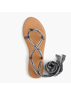 J. Crew Gladiator Wrap Sandals Gingham size 8 thumbnail 3