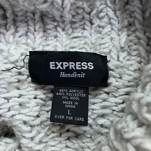 Express Sweater Womens Large Gray Handknit Chunky Turtleneck Cozy Knit‎ Winter thumbnail 5