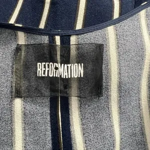 Reformation Zircon Wrap Mini Dress Navy Blue Capone Stripes Size‎ US 0 thumbnail 12