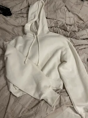 White Cropped Hoodie Size XS thumbnail 1