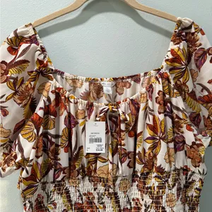 Cato Floral Mini Dress - Brown and Cream thumbnail 9