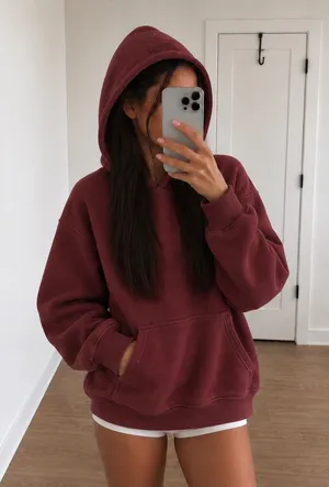 Aritzia Cozy Fleece Oversized Hoodie in Gala Plum thumbnail 1