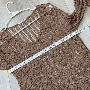 Vintage Crochet Top Brown (s/m) siNita bohemian crochet festival swim cover up thumbnail 3