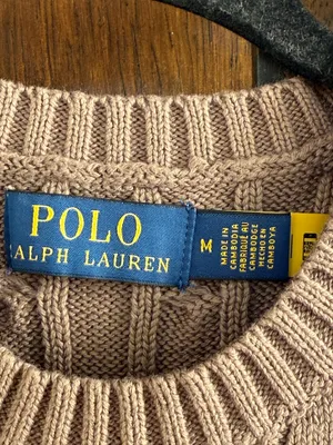 Polo by Ralph Lauren Chocolate Cable-Knit Short-Sleeve Sweater Size M thumbnail 2