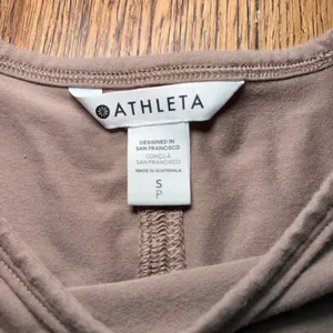 Athleta Taupe Brown Supima Cotton Long Sleeve Top Womens Small Minimalist Fall thumbnail 2