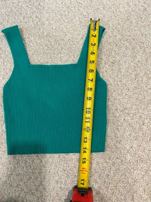 Green ribbed tank top thumbnail 4