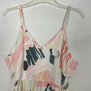 Womens Babydoll Maxi Dress Medium Painter Artsy Floral Beachy Vacation Travel thumbnail 4
