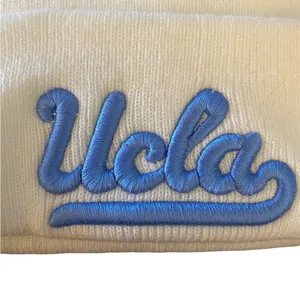 UCLA White Cuffed Ribbed Knit beanie UCLA script logo Light blue embroidered thumbnail 2