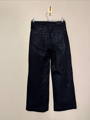 PAIGE Aneesa Coated Black Wide-Leg Pants Size 27 thumbnail 6