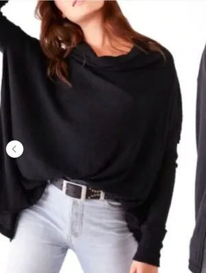 Free People We The Free Juicy Cowl Neck Top Black XS Long Sleeve Draped thumbnail 1
