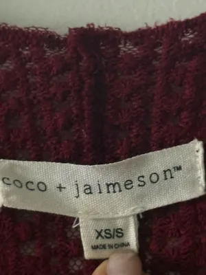 COCO + JAIMESON Burgundy Floral Embroidered Lace Long Duster Kimono XS thumbnail 5