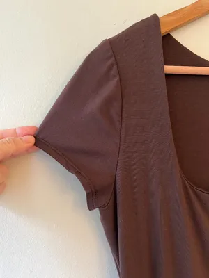Sz M Brown See You Monday T-Shirt‎ Maxi Dress Square Neck Pullover thumbnail 4