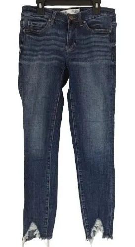 BKE Payton‎ Universal Fit Mid-Rise Ankle Skinny Jeans Dark Wash Chewed Hem 25 thumbnail 1