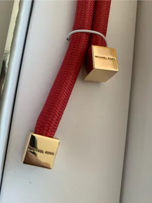 MICHAEL KORS Goldstone & Cord Bag Charm Gold logo Quick Release Ring New in box thumbnail 2