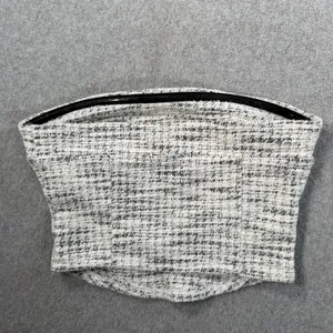 Altar'd State Women's Small Black White Tweed Strapless Cropped Bandeau Top thumbnail 8