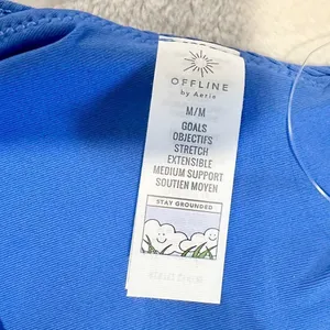 NWT Offline by Aerie Goals Blue Ribbed Padded Sports Bra - Size: Medium thumbnail 3