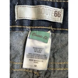 Route 66 Dark Denim Classic Fit Mini Skirt‎ Size 10 Pockets Zip Embroidered thumbnail 4