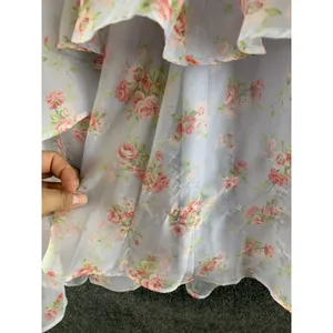 Abercrombie & Fitch Floral Tiered Mini Dress Strapless Pastel Summer XL Tall New thumbnail 14