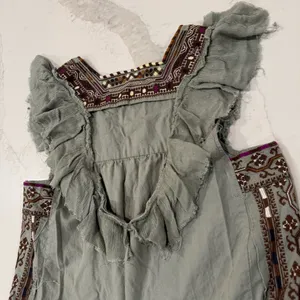 Free People Day Glow Boho Embroidered Mini Dress Women’s Medium Spanish Moss thumbnail 16
