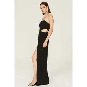Amanda Uprichard Sz Medium M 6 8 Black Kloss Strapless Cut Out Slit Maxi Gown thumbnail 2