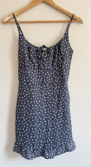 Abercrombie & Fitch Mini Polka Dot Dress Size Small Gray White thumbnail 1